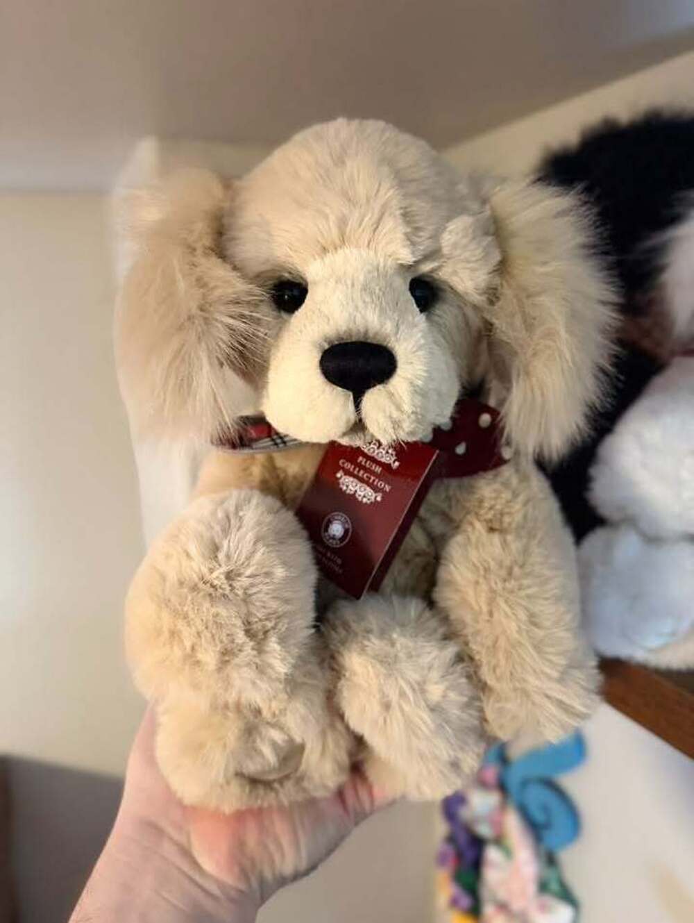 Charlie Bears CB222203C 16" Puppy Love Dog Plush Beige w/ Red Neckerchief